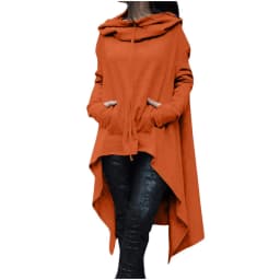 Plus Size 5XL Irregular Long Hoodies Women Sweatshirt Cloak Fashion Drawstring Pocket Oversize Hoodies Lady Hooded Pullover Coat