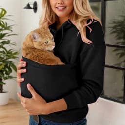 Cat Lovers Hoodies Pouch Dog Pet Hoodies For Women Casual Kangaroo Pocket Pullovers Solid Color Hooded Sweatshirt With Pockets