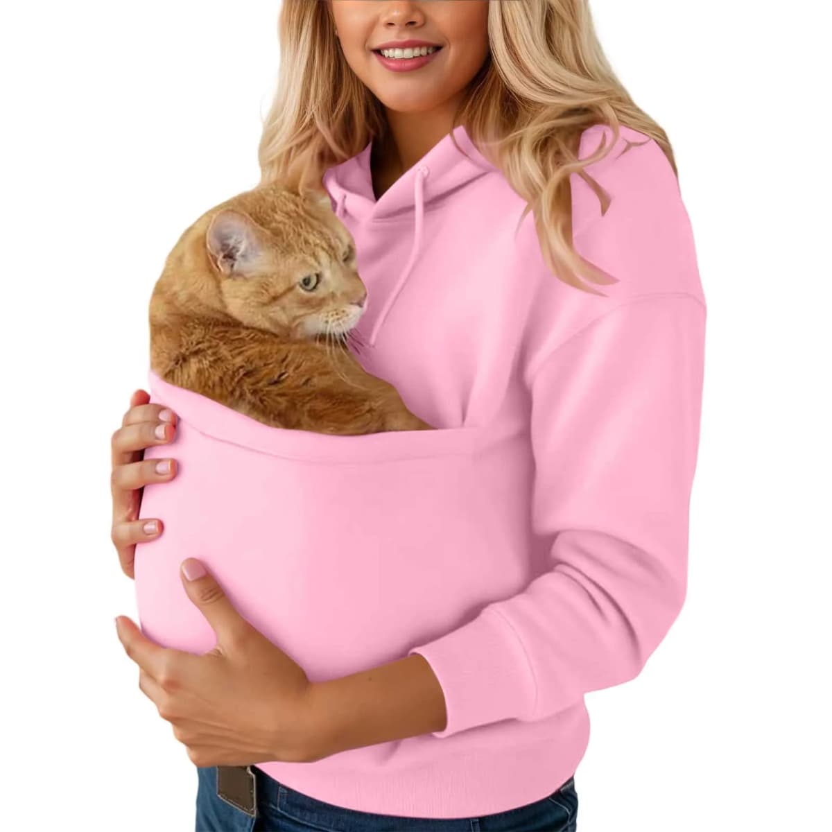 Cat Lovers Hoodies Pouch Dog Pet Hoodies For Women Casual Kangaroo Pocket Pullovers Solid Color Hooded Sweatshirt With Pockets