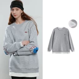 TOYOUTH Women Hoodies 2025 Winter NewAsymmetric Fleece-Lined Warm Contrast Color Spliced Fake Two-Piece Flower Niche Top