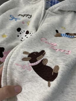 Classics Sweet Cute Cartoon Puppy Embroidery Zip Up Hoodie Women Jacket Thickened Fleece Lined Loose Casual Sweatshirt for Women