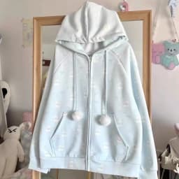 Japanese Lace Patchwork Pocket Hoodies Tops Autumn Harajuku Cartoon Printing Sweatshirt Casual Loose Y2k Aesthetic Streetwear