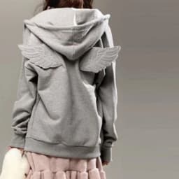 Angel Wing Embroidered Hoodie Pullover Women Sweatshirt Wing Decoration Tops Back Spring Y2k Street Harajuku Loose Pullover