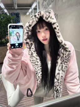 Y2k Aesthetic Leopard Patchwork Hoodies Women Casual Loose Harajuku Zipper Sweatshirt Preppy Style Vintage Gothic Grunge Jackets
