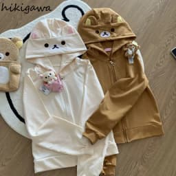 Y2k Tops Japanese Hoodie 2025 Women Clothing Streetwear Cute Hooded Bear Ears Sweatshirts Ropa Mujer Long Sleeve Casual Hoodies