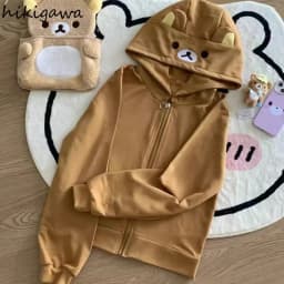 Y2k Tops Japanese Hoodie 2025 Women Clothing Streetwear Cute Hooded Bear Ears Sweatshirts Ropa Mujer Long Sleeve Casual Hoodies
