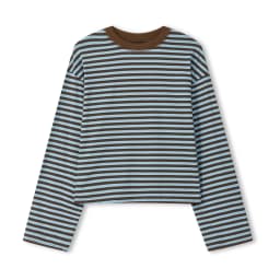 Women Long Sleeve Shirts Crew Neck Loose Sweatshirts Ladies Fall Casual Striped Top Streetwear