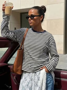 Women Long Sleeve Shirts Crew Neck Loose Sweatshirts Ladies Fall Casual Striped Top Streetwear