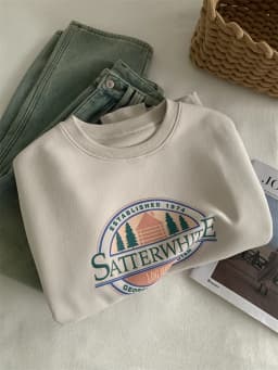 Loose Graphic Sweatshirt Korean Hoodie Women Spring 2024 Printed Round Neck Pullover
