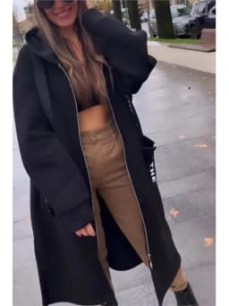 Casual Sweatshirt Coat Women Hooded Loose Long Coats Splice Casual Zipper Coats Lady Pocket Outwear Solid Jacket Autumn Winter