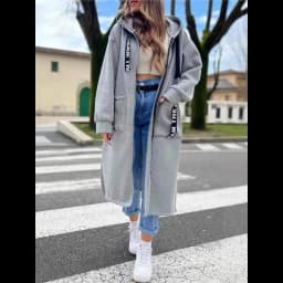 Casual Sweatshirt Coat Women Hooded Loose Long Coats Splice Casual Zipper Coats Lady Pocket Outwear Solid Jacket Autumn Winter