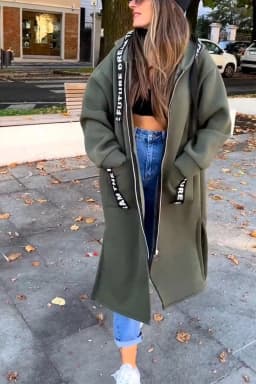 Casual Sweatshirt Coat Women Hooded Loose Long Coats Splice Casual Zipper Coats Lady Pocket Outwear Solid Jacket Autumn Winter