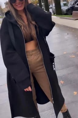 Casual Sweatshirt Coat Women Hooded Loose Long Coats Splice Casual Zipper Coats Lady Pocket Outwear Solid Jacket Autumn Winter