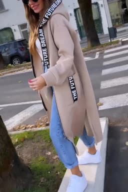 Casual Sweatshirt Coat Women Hooded Loose Long Coats Splice Casual Zipper Coats Lady Pocket Outwear Solid Jacket Autumn Winter
