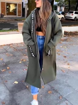 Casual Sweatshirt Coat Women Hooded Loose Long Coats Splice Casual Zipper Coats Lady Pocket Outwear Solid Jacket Autumn Winter