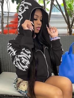 New 2025 Winter Letter Printed Zip Up Hoodie Streetwear Women Cyber Y2k Jackets Cardigan Gothic Punk Clothes Sweatshirts
