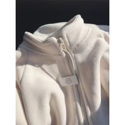 Thickened Fleece Stand Collar Open Cardigan Long Sleeve Sweatshirt Women's Autumn Winter Loose Lazy Style Fufu Jacket Warmth
