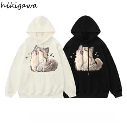 Streetwear BF Women Hoodies 2025 Ropa Mujer Preppy Style Cat Embroidery Hooded Thicked Sweatshirs Casual Chic Y2k Hoodie 7p742