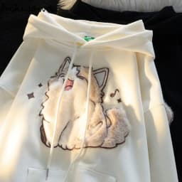 Streetwear BF Women Hoodies 2025 Ropa Mujer Preppy Style Cat Embroidery Hooded Thicked Sweatshirs Casual Chic Y2k Hoodie 7p742