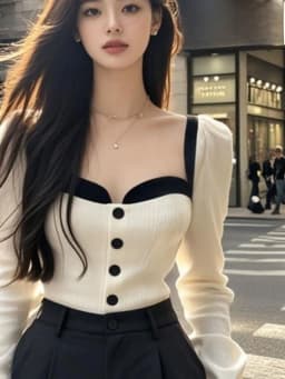 Pure Desire Style Long Sleeve Knitted Shirt Women's Slim Fit Base Layer Shirt Color Block Street Style Square Collar Top