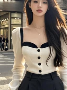 Pure Desire Style Long Sleeve Knitted Shirt Women's Slim Fit Base Layer Shirt Color Block Street Style Square Collar Top