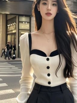 Pure Desire Style Long Sleeve Knitted Shirt Women's Slim Fit Base Layer Shirt Color Block Street Style Square Collar Top
