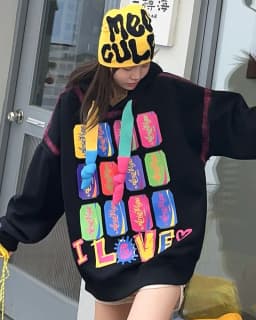 Trend Graffiti Y2k Hoodies Sweatshirt Tops Women 2026 Autumn Cotton Casual Long Sleeve Oversized Tops Outwear Streetwear Bust150