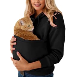 Cat Pet Kangaroo Pocket Hoodie Sweatershirts For Women Plus Size Solid Color Autumn Winter Casual Loose Pullover For Men Women