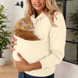 Cat Pet Kangaroo Pocket Hoodie Sweatershirts For Women Plus Size Solid Color Autumn Winter Casual Loose Pullover For Men Women