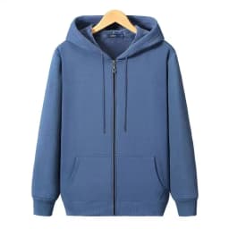 Good Quality Zip Hooded Women And Men Sweatshirt Navy Blue Cotton Casual Street Wear Loose Y2k Spring Autumn Solid Hoodie Jacket