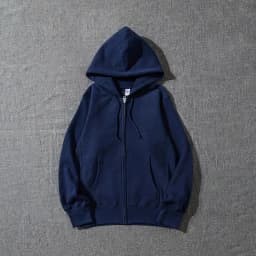 Good Quality Zip Hooded Women And Men Sweatshirt Navy Blue Cotton Casual Street Wear Loose Y2k Spring Autumn Solid Hoodie Jacket
