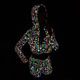 Spring Autumn Women Colorful Reflective Pullover Hoodies Y2K Harajuku Mushroom Printed Long Sleeve Crop Tops Sudadera Кофта