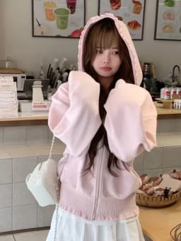 Sweet Kawaii Pink Hoodies Women Long Sleeve Elegant Ruffles Cute Sweatshirts Japan Casual Pockets Preppy Style Lady Vintage Tops