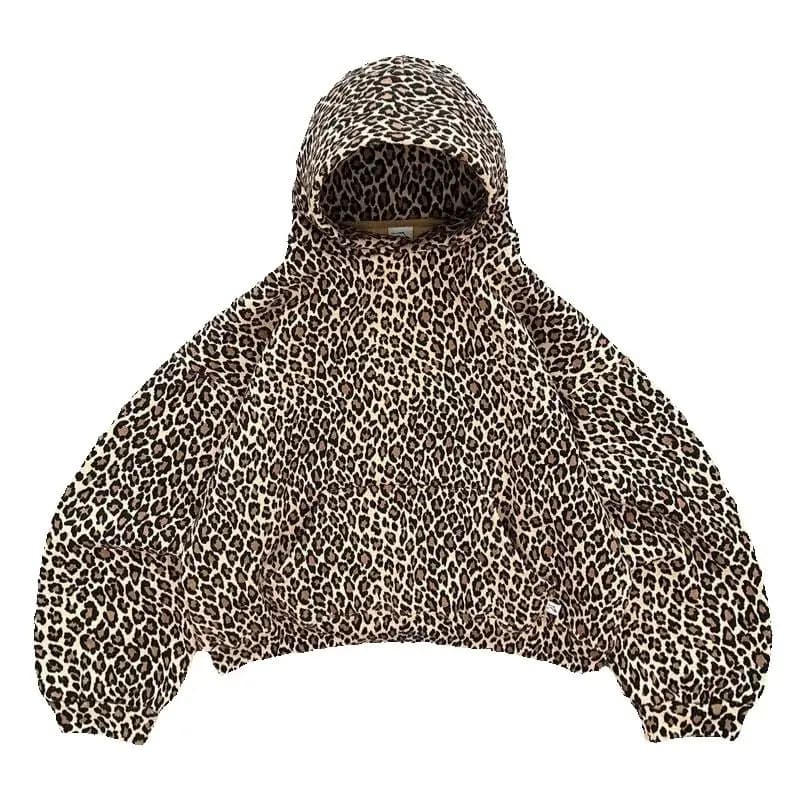 Y2K Leopard Print Hoodie – Unisex Harajuku Hip Hop Style Zip-Up Pullover Sweatshirt for Couples