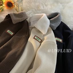 CGC Harajuku Corduroy Polo Neck Sweatshirt Warm Plush Lambswool Hoodies Women Casual Pullovers Outerwears Autumn Winter Clothes