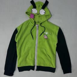 New Fashionable Cute Cartoon Pattern Zip Up Hoodie for Men Women Harajuku Green Patchwork Sweatshirt Y2K Hip Hop Casual Hoodie