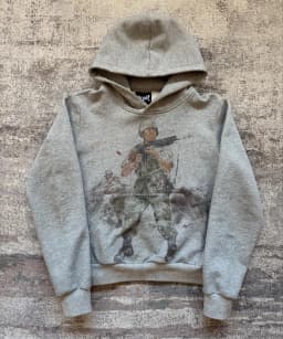 European and American Autumn and Winter Sports Hooded Pullover Retro Printing Pictures Men and Women Same Grey Loose Hoodie