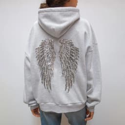 Y2K Retro Wings Sequin Hoodie Angel Wings Ornament Sweatshirt Harajuku Sweet Lady Casual Streetwear Relaxed Fit Pullover Coat