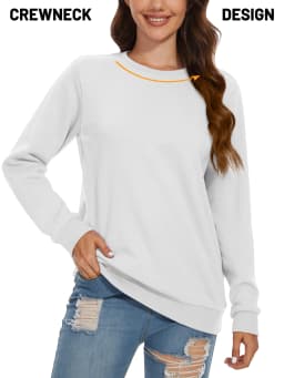 TACVASEN Women's Lightweight Crew Neck Long Sleeve Fleece Lining Sweatshirts Casual Pullover Outdoor Sweatshirts Sportswear Tops