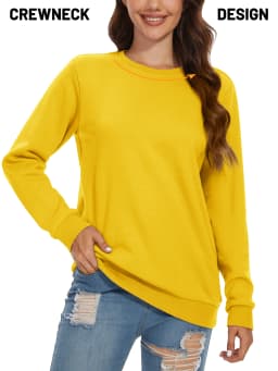 TACVASEN Women's Lightweight Crew Neck Long Sleeve Fleece Lining Sweatshirts Casual Pullover Outdoor Sweatshirts Sportswear Tops