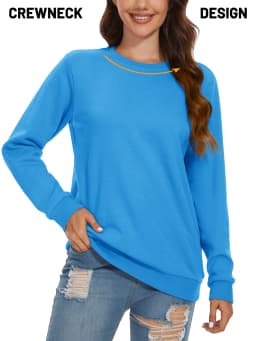 TACVASEN Women's Lightweight Crew Neck Long Sleeve Fleece Lining Sweatshirts Casual Pullover Outdoor Sweatshirts Sportswear Tops