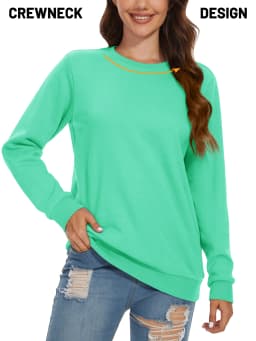 TACVASEN Women's Lightweight Crew Neck Long Sleeve Fleece Lining Sweatshirts Casual Pullover Outdoor Sweatshirts Sportswear Tops
