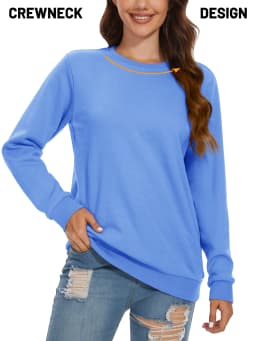 TACVASEN Women's Lightweight Crew Neck Long Sleeve Fleece Lining Sweatshirts Casual Pullover Outdoor Sweatshirts Sportswear Tops
