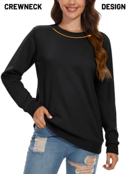 TACVASEN Women's Lightweight Crew Neck Long Sleeve Fleece Lining Sweatshirts Casual Pullover Outdoor Sweatshirts Sportswear Tops
