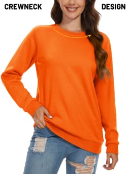 TACVASEN Women's Lightweight Crew Neck Long Sleeve Fleece Lining Sweatshirts Casual Pullover Outdoor Sweatshirts Sportswear Tops