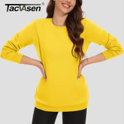 TACVASEN Women's Lightweight Crew Neck Long Sleeve Fleece Lining Sweatshirts Casual Pullover Outdoor Sweatshirts Sportswear Tops