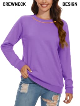TACVASEN Women's Lightweight Crew Neck Long Sleeve Fleece Lining Sweatshirts Casual Pullover Outdoor Sweatshirts Sportswear Tops