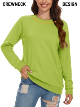 TACVASEN Women's Lightweight Crew Neck Long Sleeve Fleece Lining Sweatshirts Casual Pullover Outdoor Sweatshirts Sportswear Tops