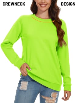 TACVASEN Women's Lightweight Crew Neck Long Sleeve Fleece Lining Sweatshirts Casual Pullover Outdoor Sweatshirts Sportswear Tops