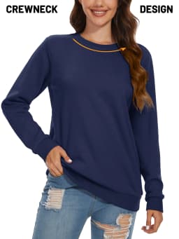 TACVASEN Women's Lightweight Crew Neck Long Sleeve Fleece Lining Sweatshirts Casual Pullover Outdoor Sweatshirts Sportswear Tops